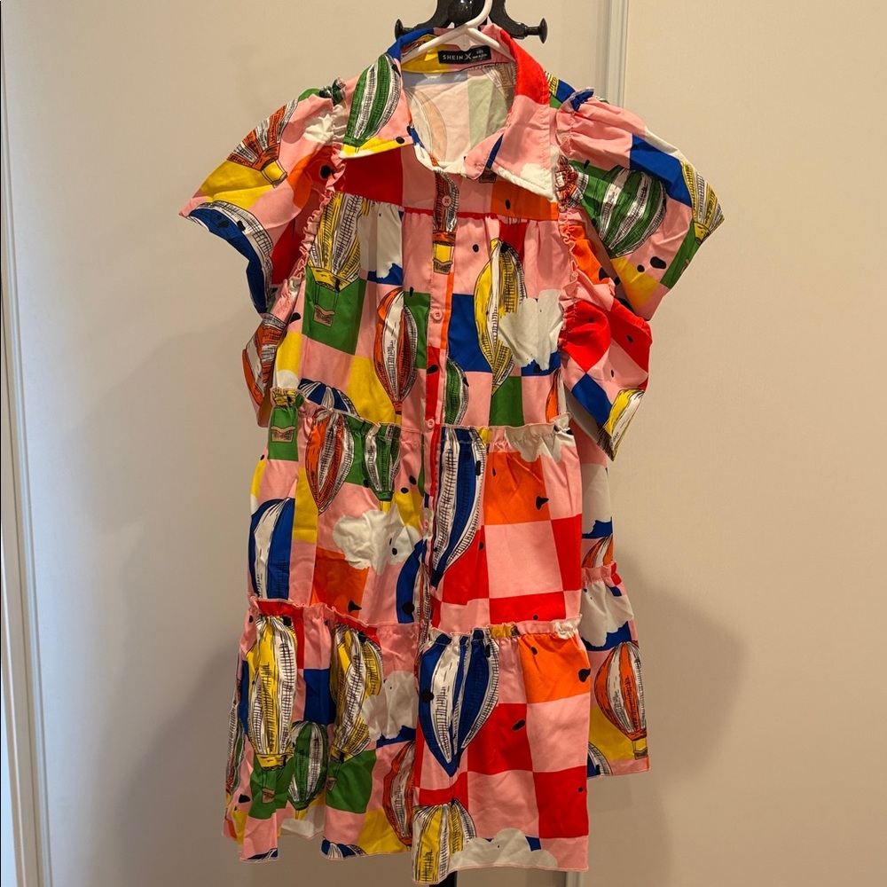 SHEIN Multicolor Patchwork Button Dress - image 1